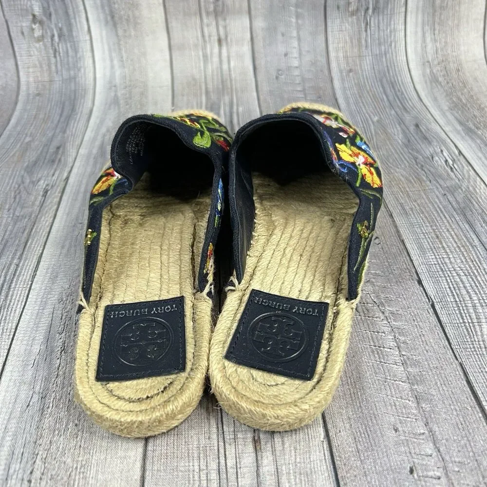 Tory Burch Max Espadrille Mule Embroidered Floral Size 5